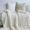 Chenille Chunky Knit Blanket Throw (40×50 Inch), Handmade Warm & Cozy Blanket Couch, Bed, Home Decor, Soft Breathable Fleece Banket, Christmas Thick and Giant Yarn Throws, Cream